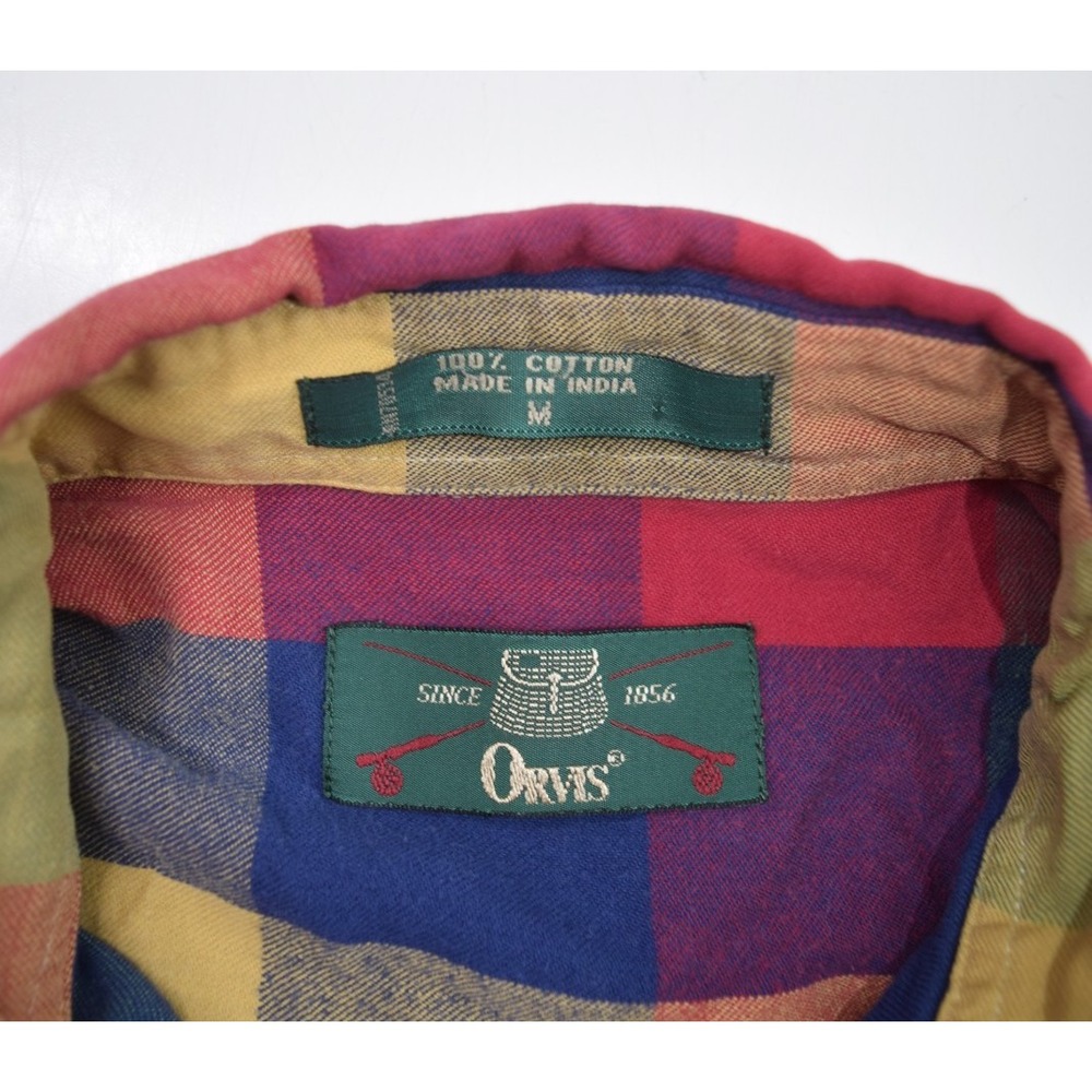 Vintage Orvis Shirt Mens Medium Multicolor Indian Madras Plaid Long Sleeve - Picture 4 of 6